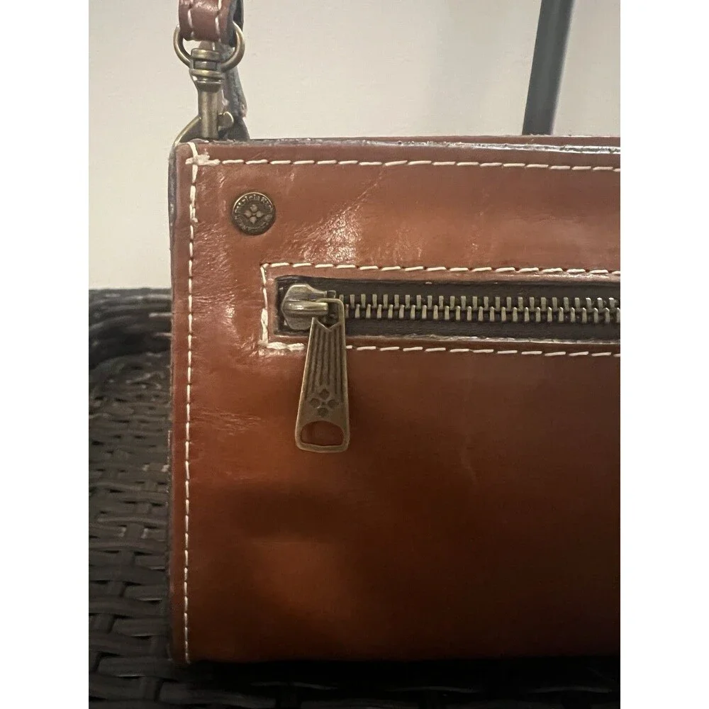 Patricia Nash Turati Tan Leather Crossbody Bag Heritage Zip Western Boho Purse - Picture 3 of 8